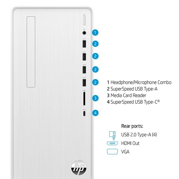 HP Pavilion TP01-3016 Desktop Computer, Intel Core I5-12400, 12GB Memory, 256GB SSD (577M9AA#ABA) 4 HP Pavilion TP01-3016 Desktop Computer, Intel Core I5-12400, 12GB Memory, 256GB SSD (577M9AA#ABA) - Image 4