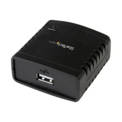 StarTech.com® PM1115U2 Black Ethernet To USB 2.0 Network LPR Print Server For Mac/PC