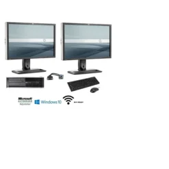 Refurbished HP 8300 Bundle Desktop (Includes [2] 24" Monitors, Intel I5, 16GB, 256GB, WIFI, Win 10 Pro)