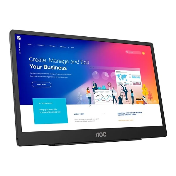 AOC 16T2 15.6" LED Monitor, Black 1 AOC 16T2 15.6" LED Monitor, Black